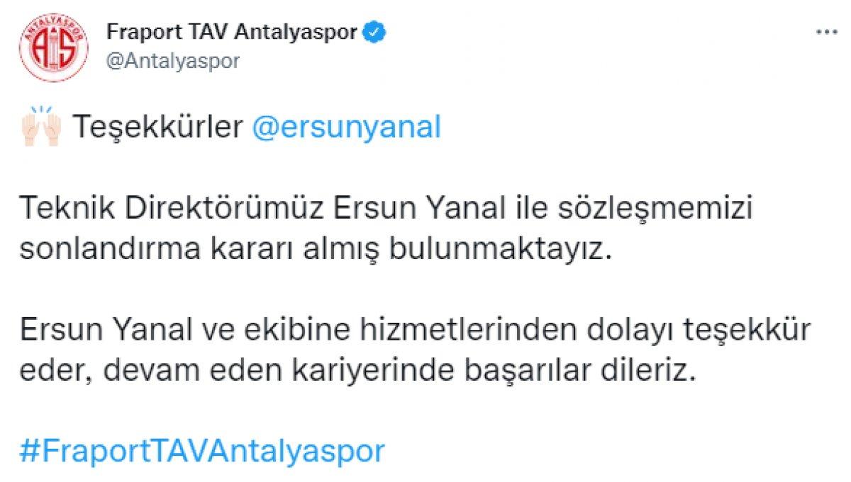 Antalyaspor, Ersun Yanal ile yollarını ayırdı