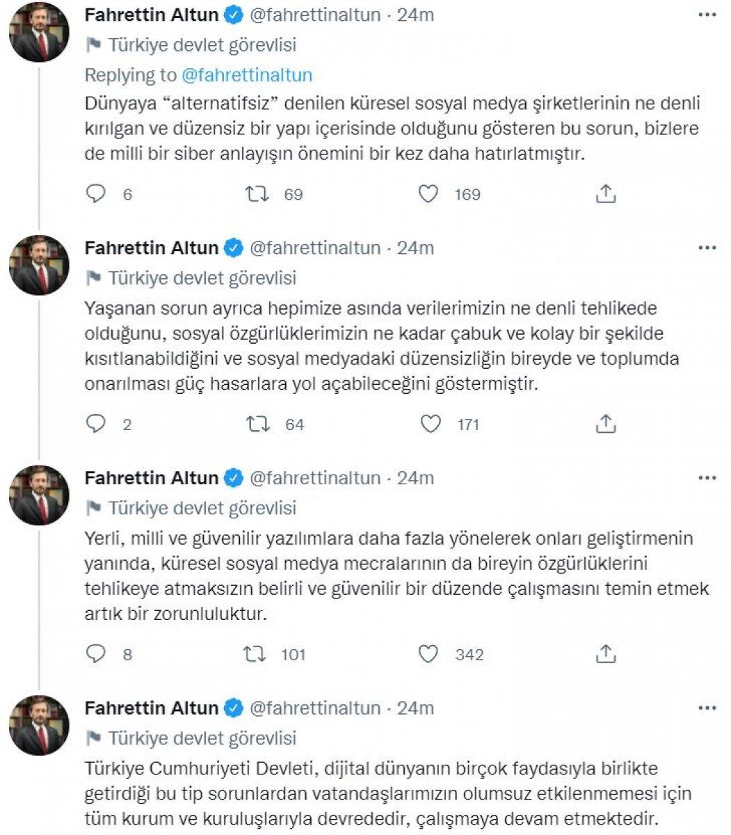 Fahrettin Altun, sosyal medya mecralarındaki kesintiyi yorumladı