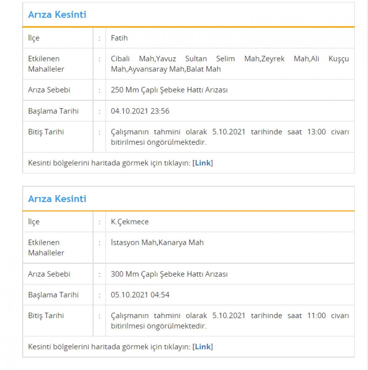 İstanbul'da sular ne zaman gelecek? 5 Ekim 2021 İSKİ su kesintisi ve arıza sorgulama