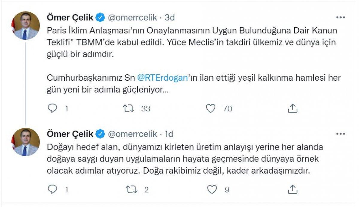 Ömer Çelik: Doğa rakibimiz değil, kader arkadaşımızdır