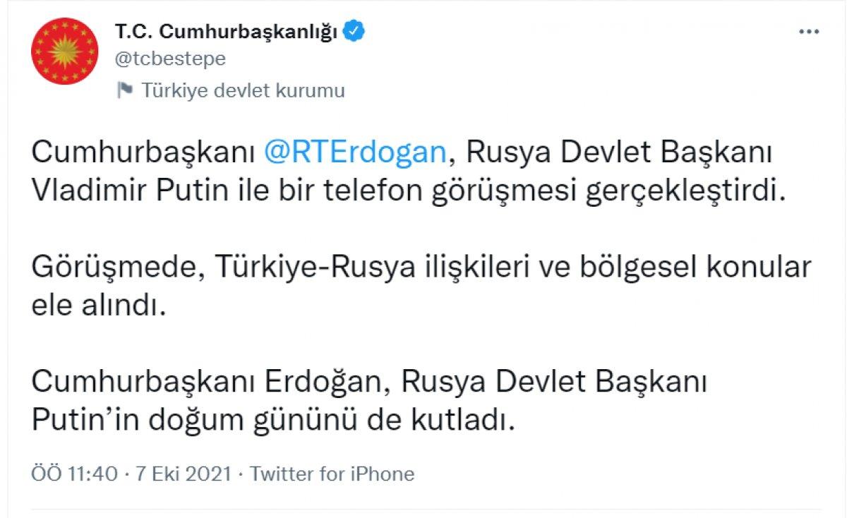 Cumhurbaşkanı Erdoğan ile Vladimir Putin görüştü