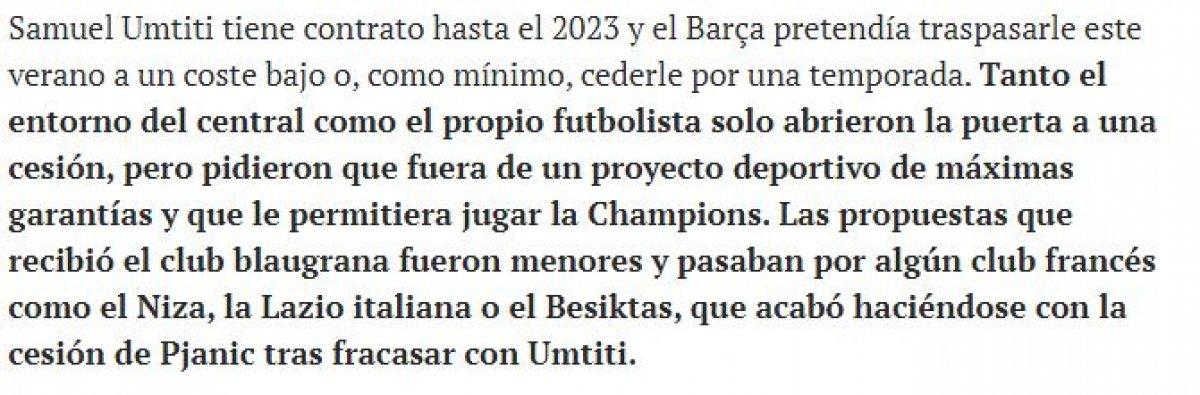 Beşiktaş'ta Samuel Umtiti sesleri