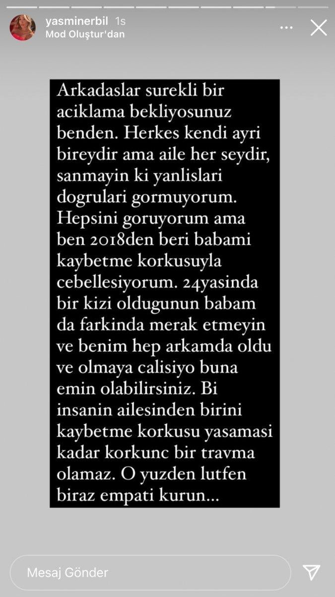 Yasmin Erbil'in 'baba' korkusu! 'Ne olur biraz empati kurun...'