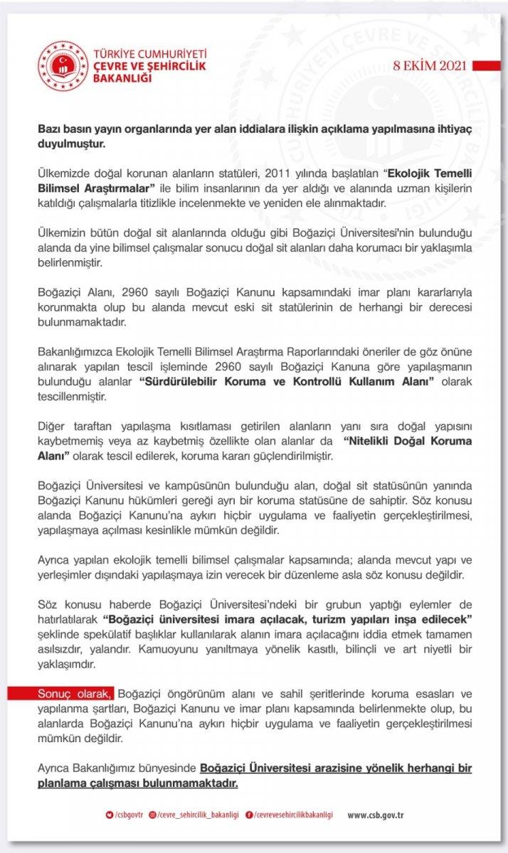 Çevre Bakanlığı, 'Boğaziçi imara açılacak' iddialarını yalanladı