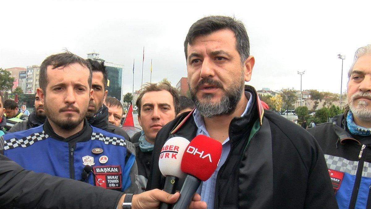 İstanbul Adliyesi önünde motokurye eylemi: Hız puanlaması kaldırılsın