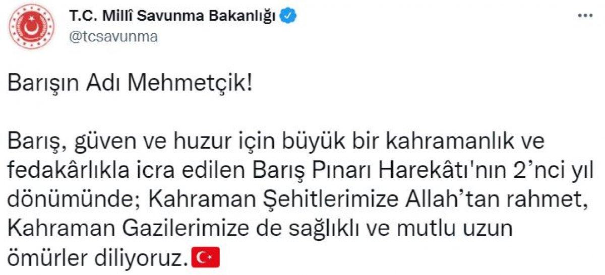 MSB'den Barış Pınarı Harekatı paylaşımı