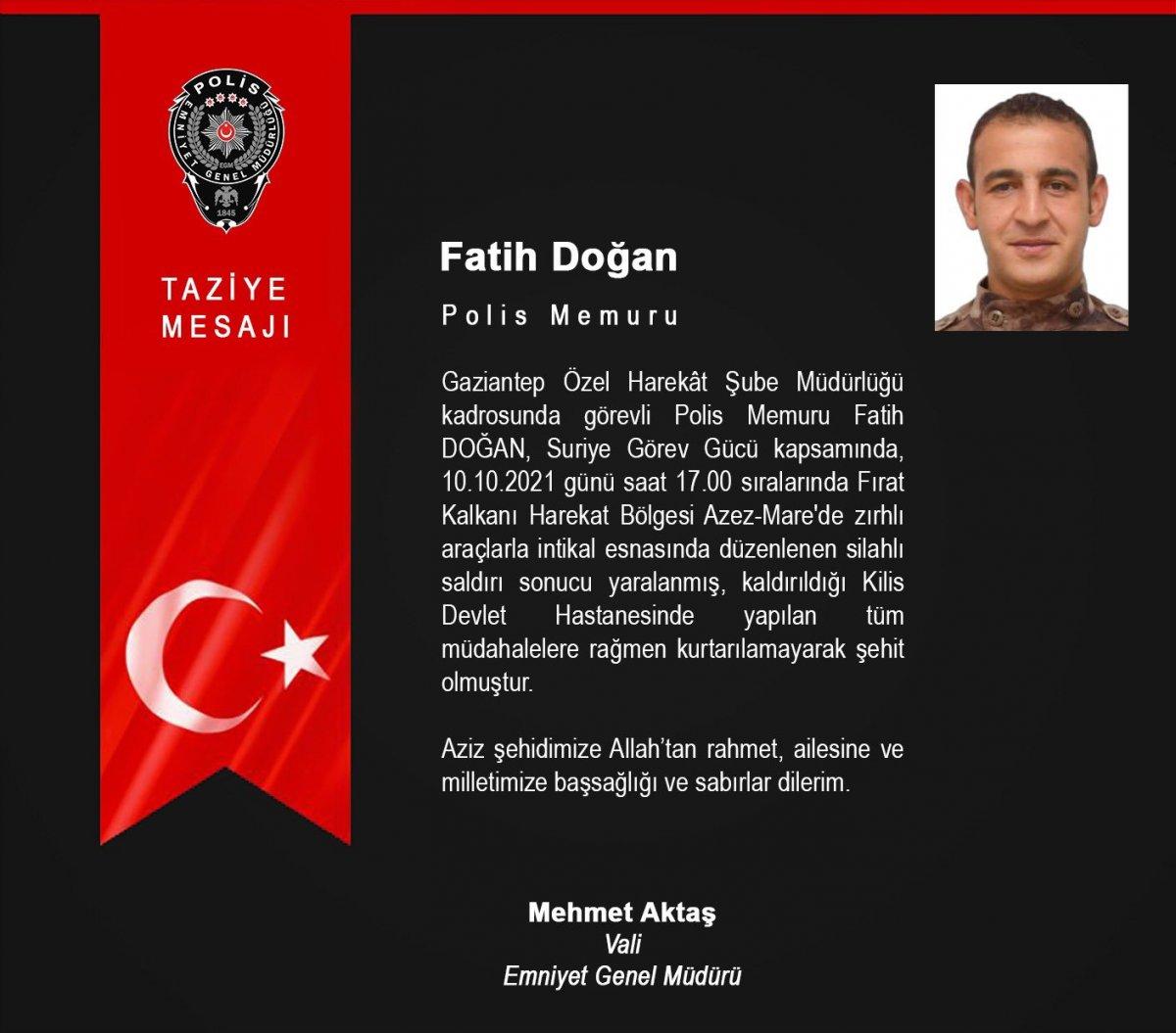 İçişleri Bakanlığı: 2 özel harekat polisi şehit oldu