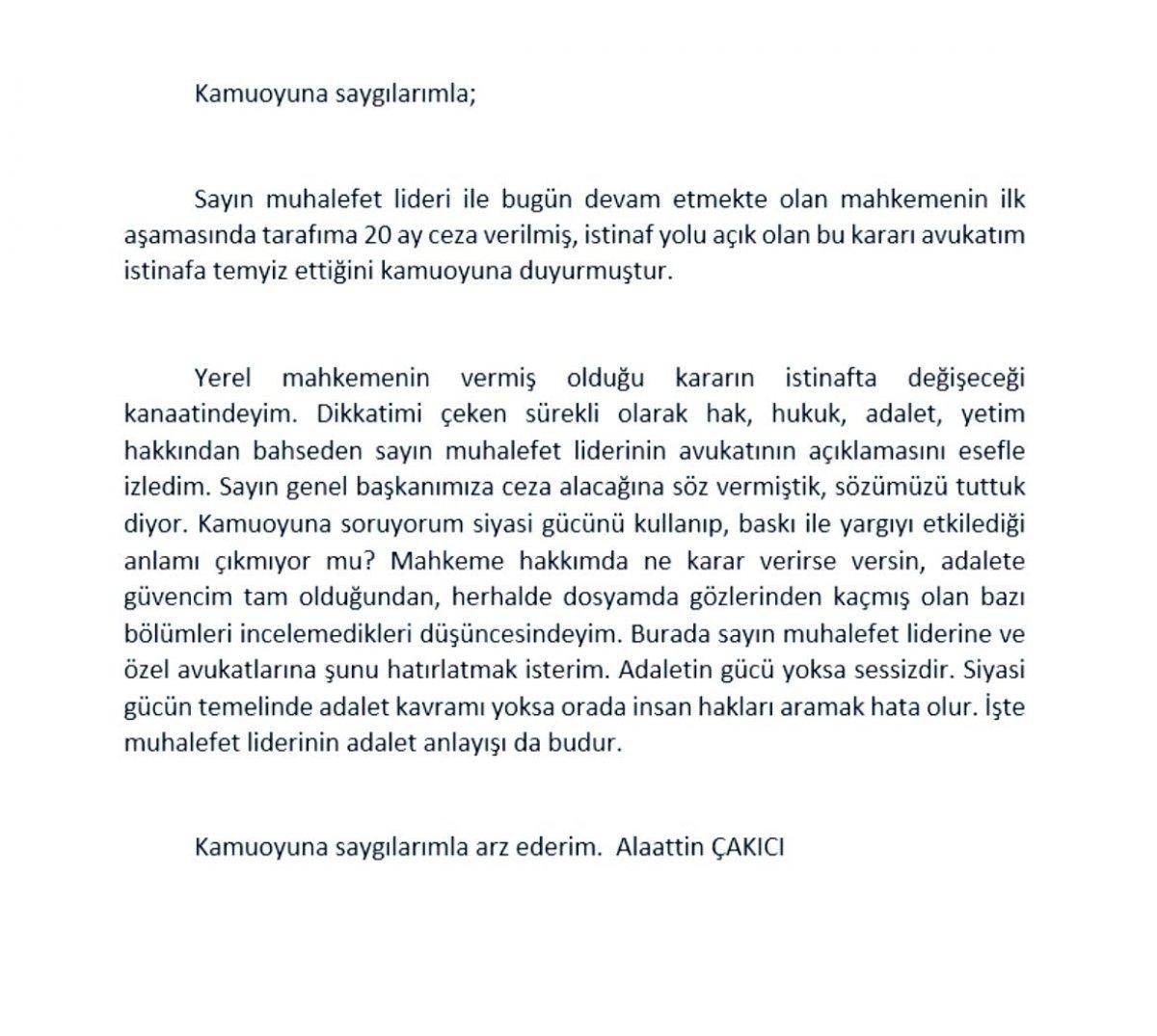 Alaattin Çakıcı'ya Kemal Kılıçdaroğlu'na hakaretten hapis cezası