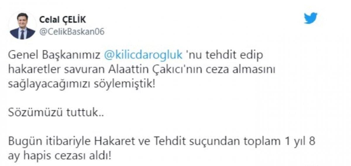 Alaattin Çakıcı'ya Kemal Kılıçdaroğlu'na hakaretten hapis cezası