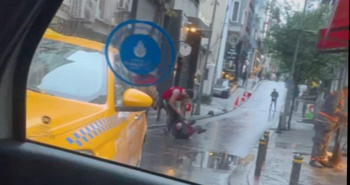 Şişli’de ABD’li turist, otel çalışanını darbedip yerde sürükledi