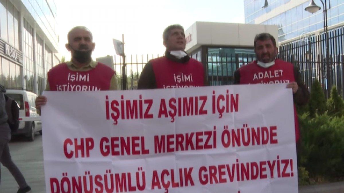 Şişli'de belediyeden çıkarılan işçiler, CHP'nin önünde açlık grevine girdi
