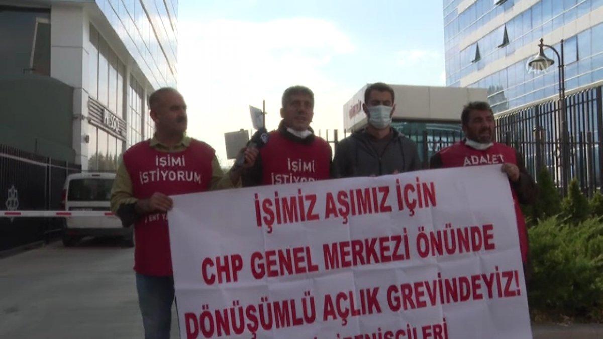 Şişli'de belediyeden çıkarılan işçiler, CHP'nin önünde açlık grevine girdi