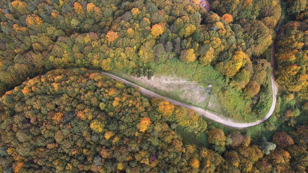 Bolu Dağı'nda sonbaharın renkleri havadan görüntülendi