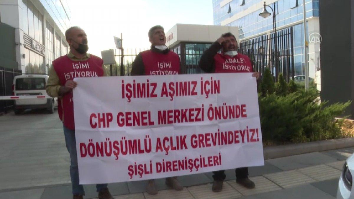 Şişli'de belediyeden çıkarılan işçiler, CHP'nin önünde açlık grevine girdi
