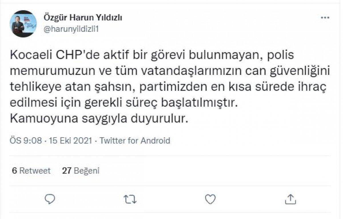 Kocaeli'de polisi sürükleyerek yaralayan CHP’li partiden ihraç ediliyor