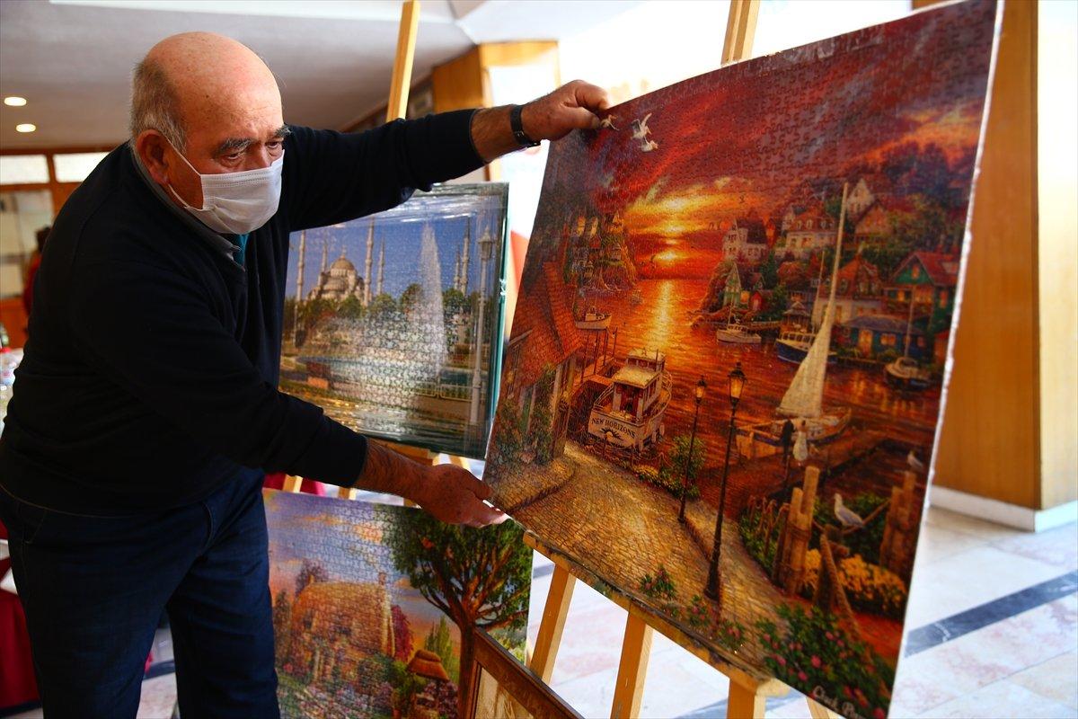 Nevşehirli Hüseyin dede emekliliğinde merak saldığı yapbozlardan sergi açtı