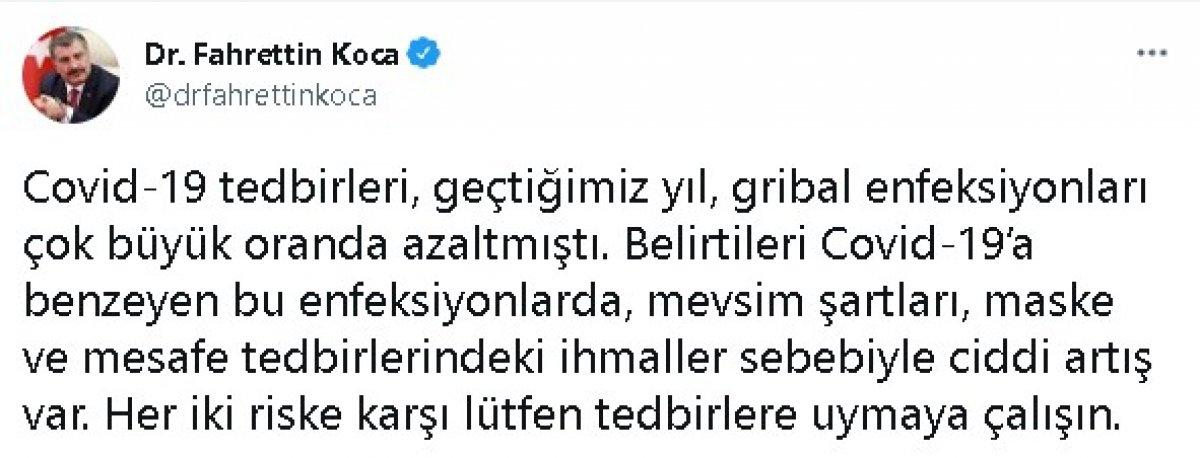Sağlık Bakanı Koca'dan gribal enfeksiyon uyarısı
