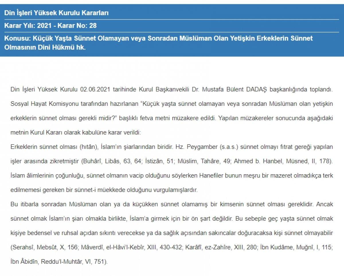 Diyanet'ten sonradan Müslüman olan erkekler için sünnet fetvası
