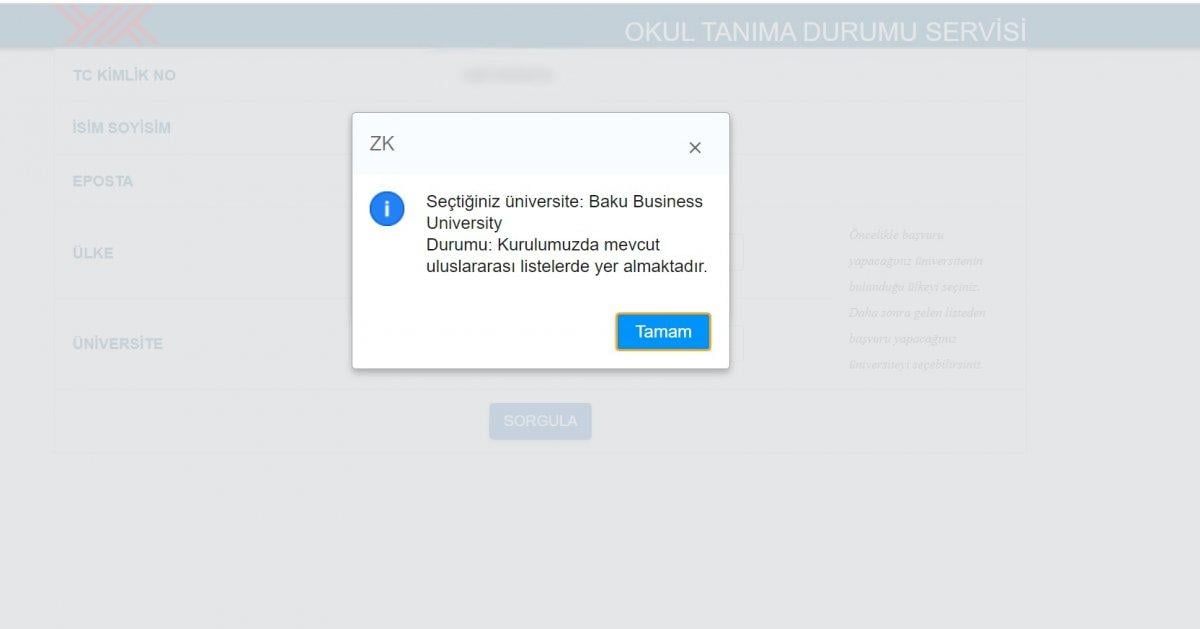 YÖK'ün denklik verdiği üniversiteleri sorgulama ve doğrulama