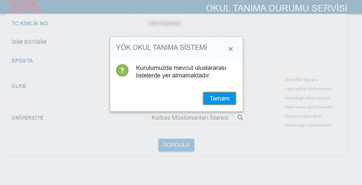 YÖK'ün denklik verdiği üniversiteleri sorgulama ve doğrulama