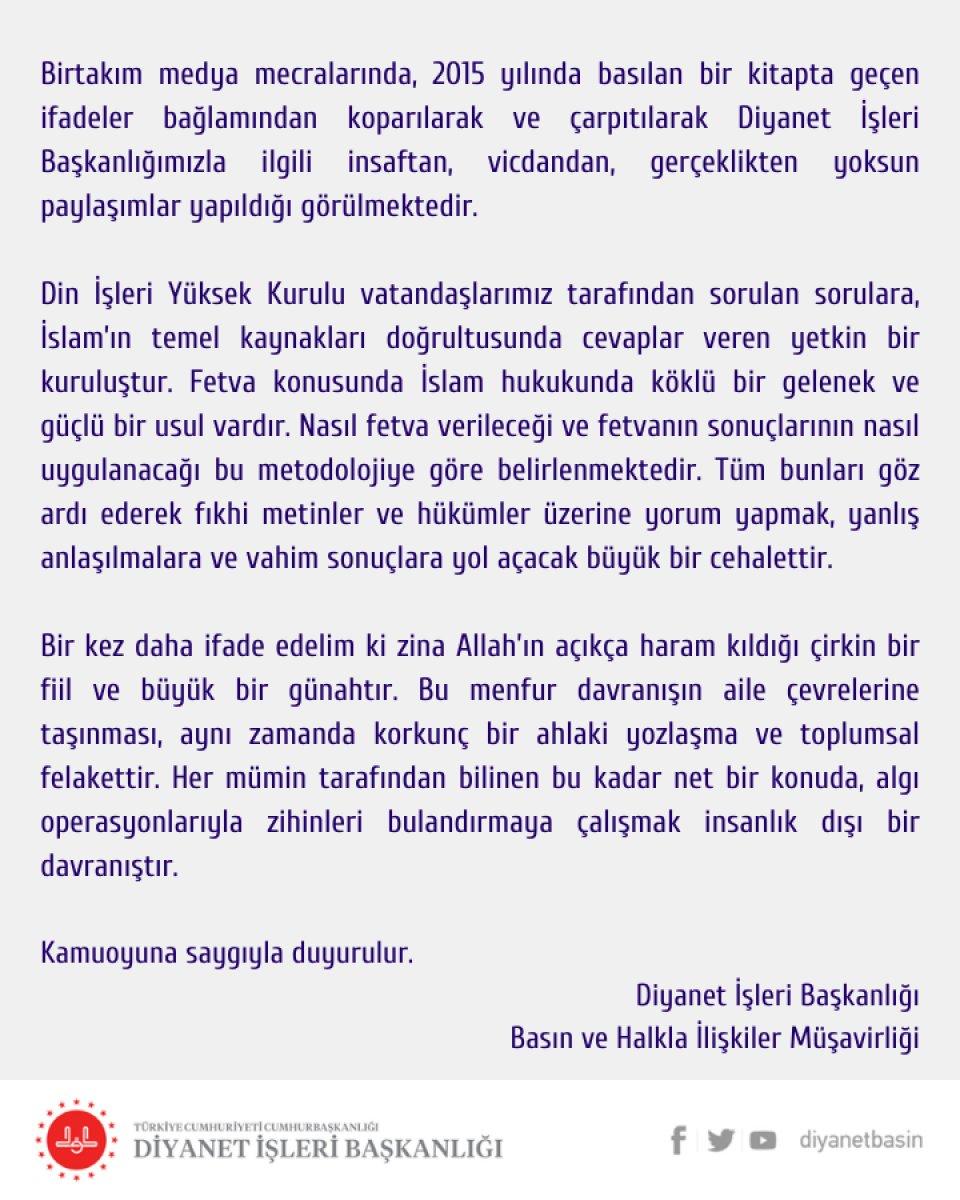 Diyanet'ten baldız fetvası iddialarına sert tepki