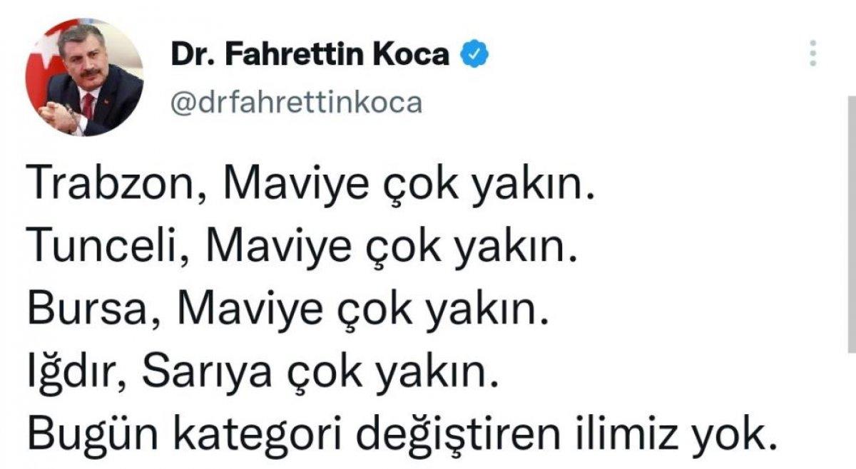 Fahrettin Koca: Iğdır, sarıya yakın