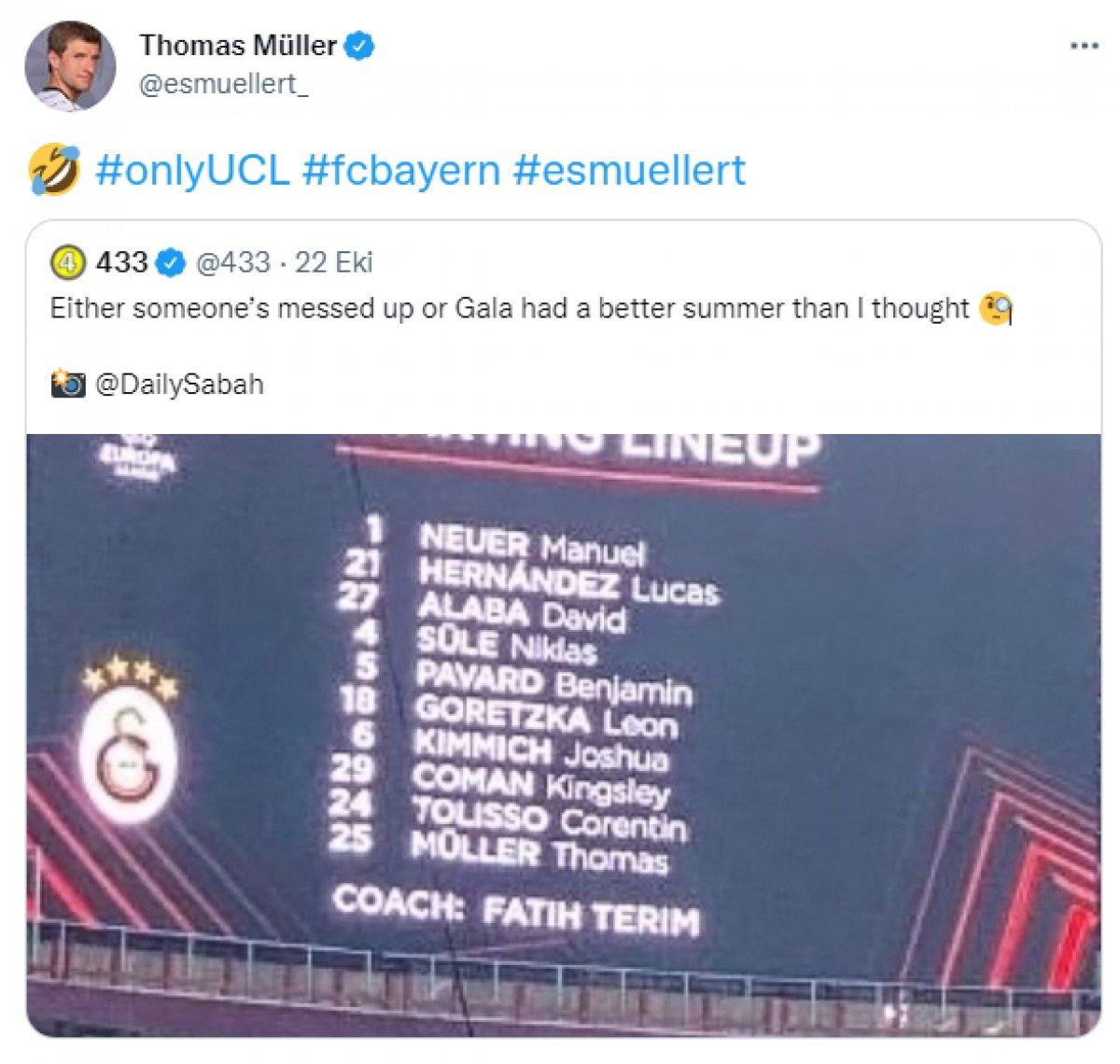 Thomas Müller'den Galatasaray paylaşımı