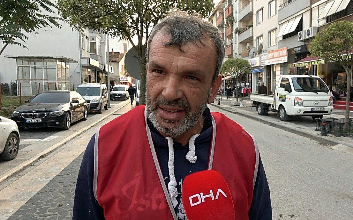 Düzce’de, aracı düşen dallardan korumak için kendini siper etti