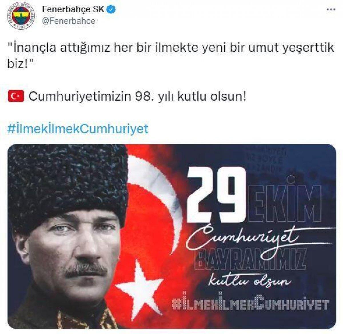 Spor camiasından 29 Ekim mesajları