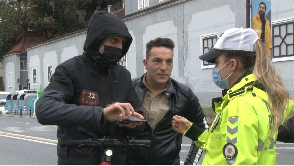 İstanbul’da elektrikli scooter denetiminde ilginç anlar
