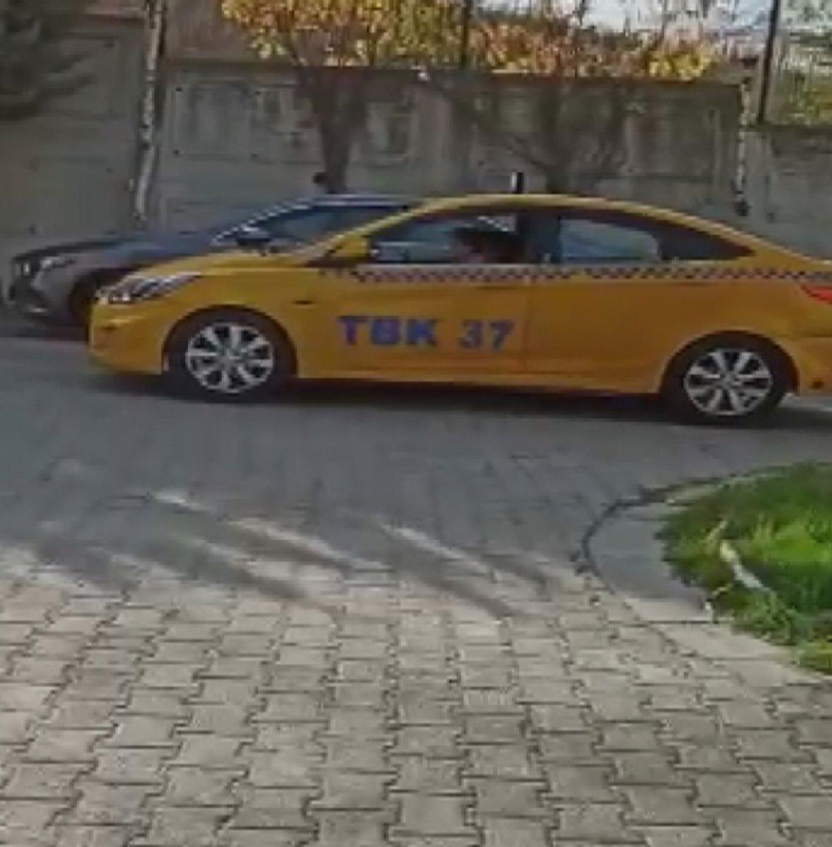 Arnavutköy'de taksi kullanan çocuk kamerada