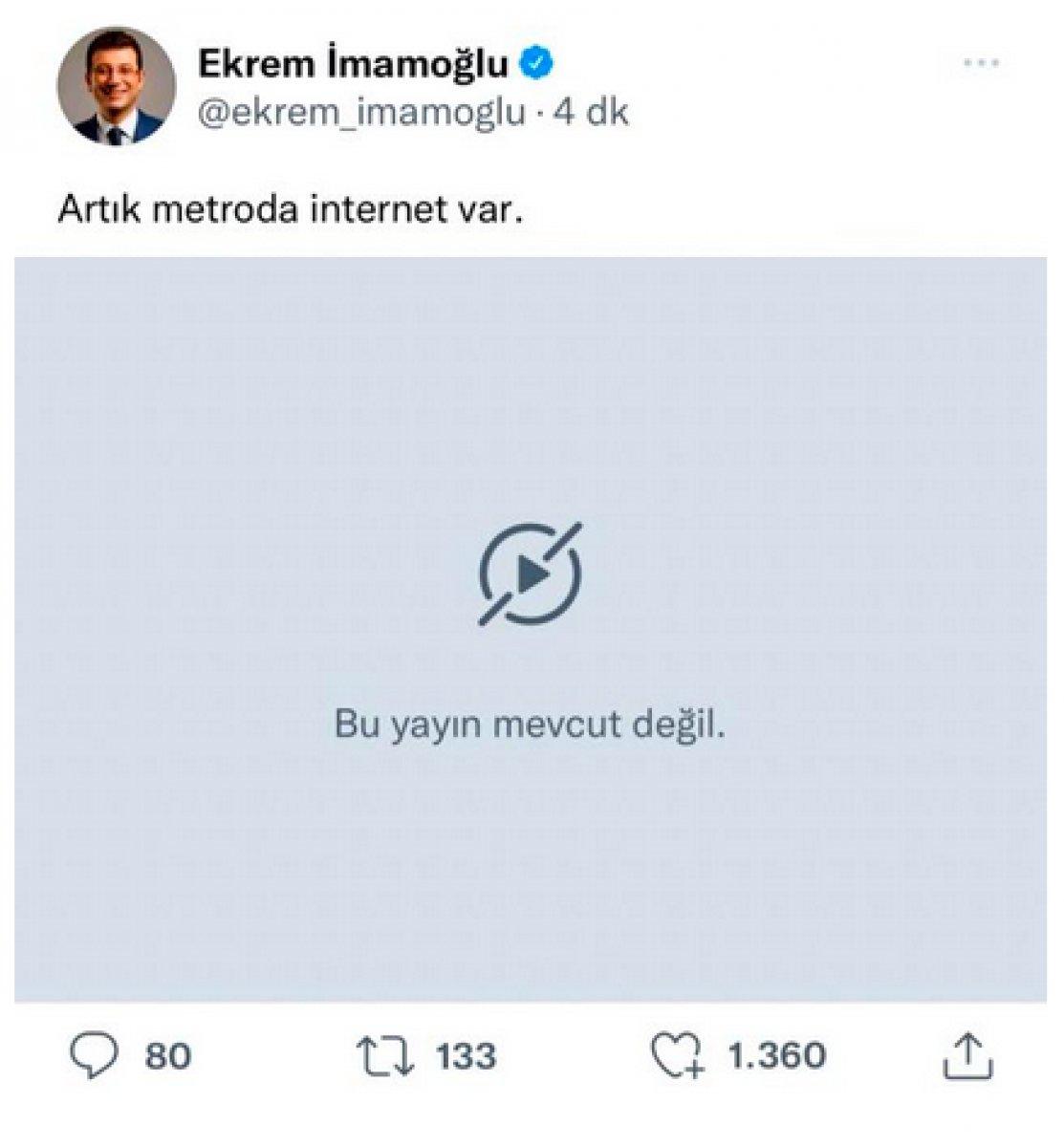 İmamoğlu, metroda internet var yayını yaparken bağlantı koptu