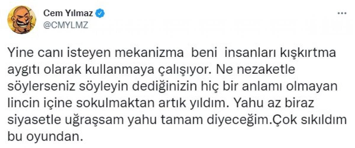 Cem Yılmaz'dan 'siyaset yapmıyorum' açıklaması