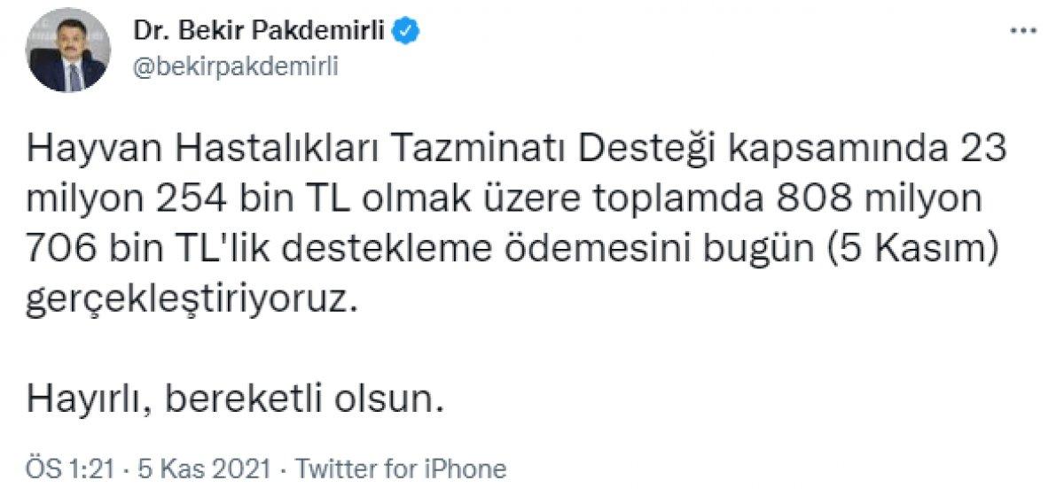 Bekir Pakdemirli: Tarımsal destekleme ödemeleri başladı