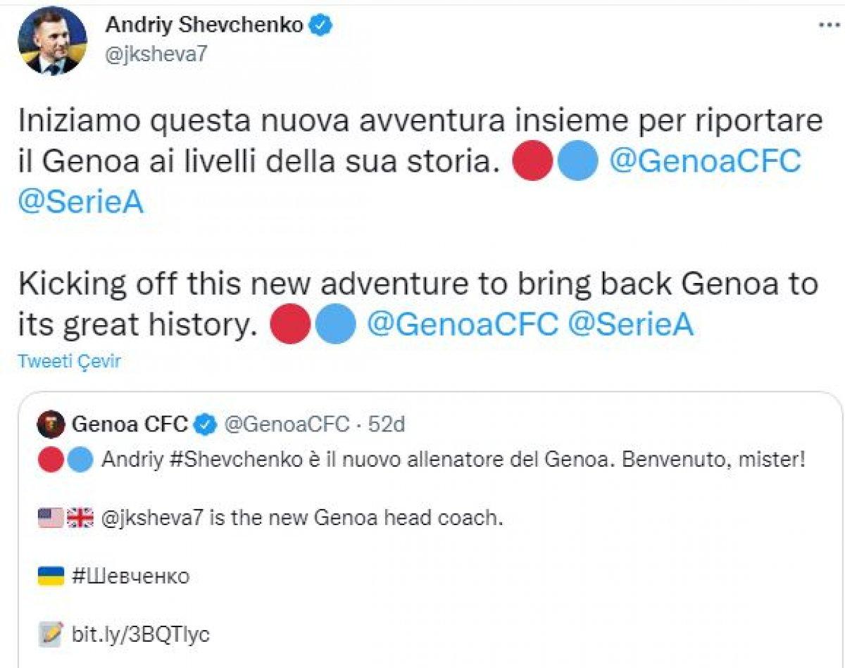 Genoa, Shevchenko'yu açıkladı