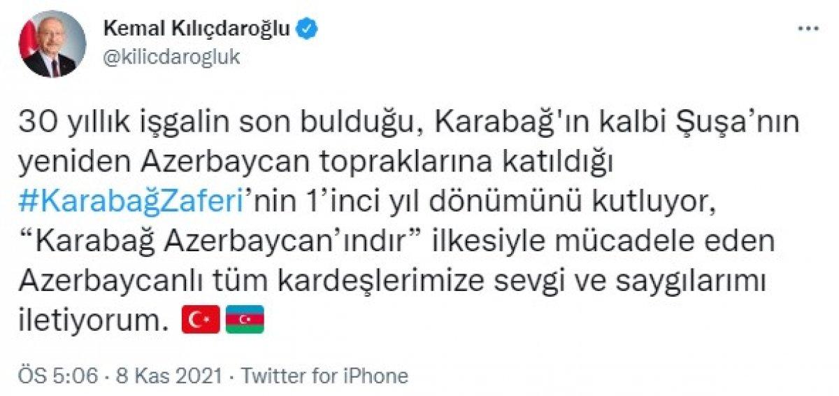 Kemal Kılıçdaroğlu'ndan Karabağ Zaferi mesajı