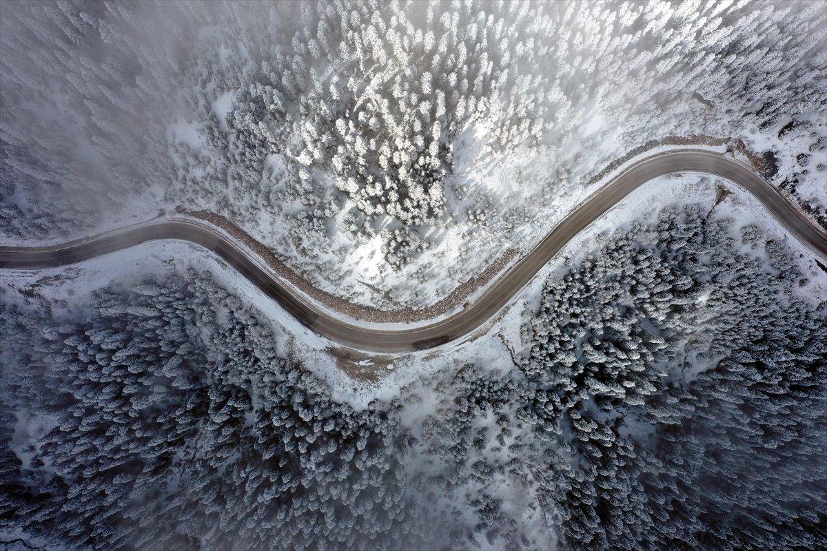 Ilgaz Dağı, kar yağışıyla beyaza büründü