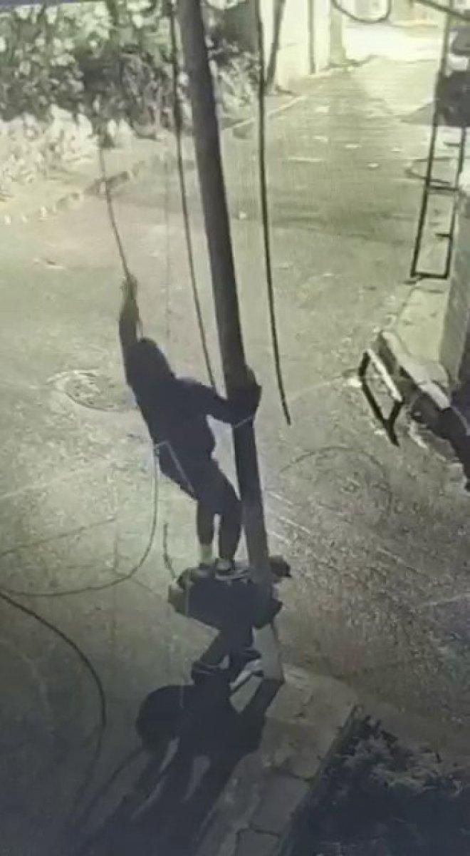 Şişli’de kablo hırsızının ilginç yöntemi