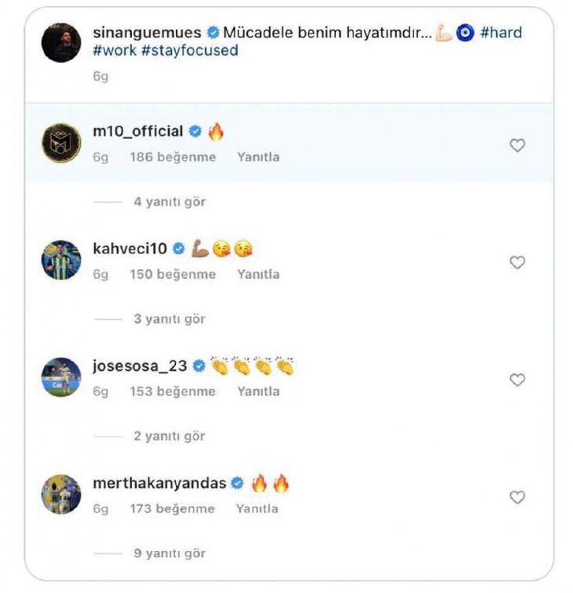 Sinan Gümüş'e takım arkadaşlarından büyük destek