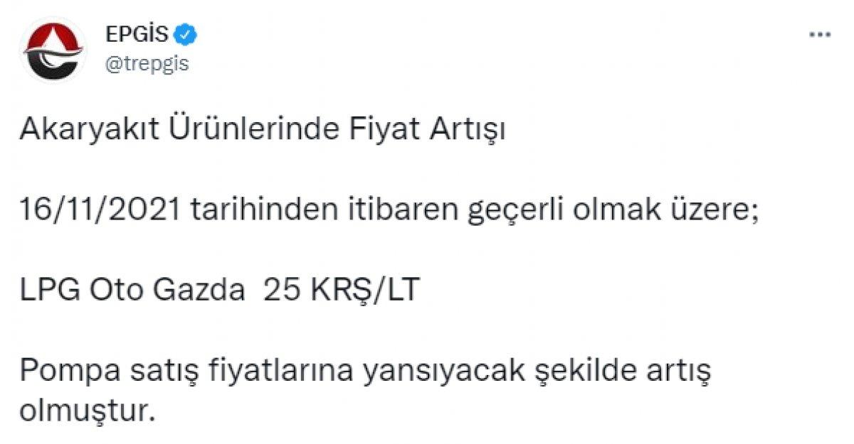LPG'ye 25 kuruşluk zam geldi