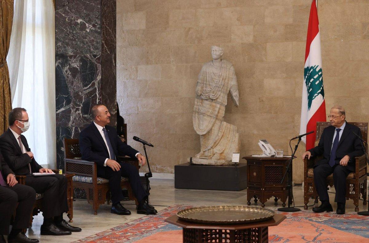 Mevlüt Çavuşoğlu, Lübnan Cumhurbaşkanı Avn ile görüştü