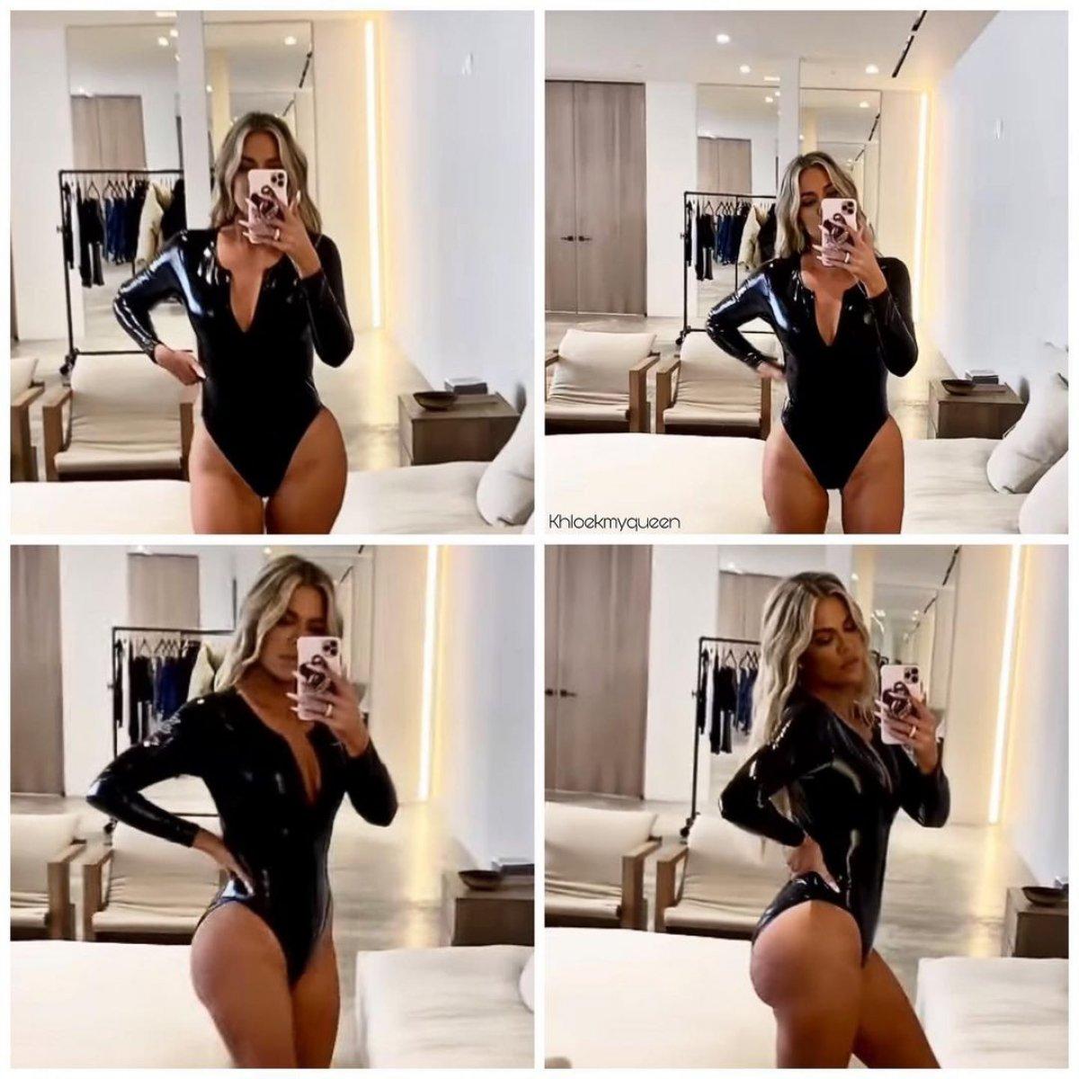 Khloe Kardashian, siyah lateks body giydi