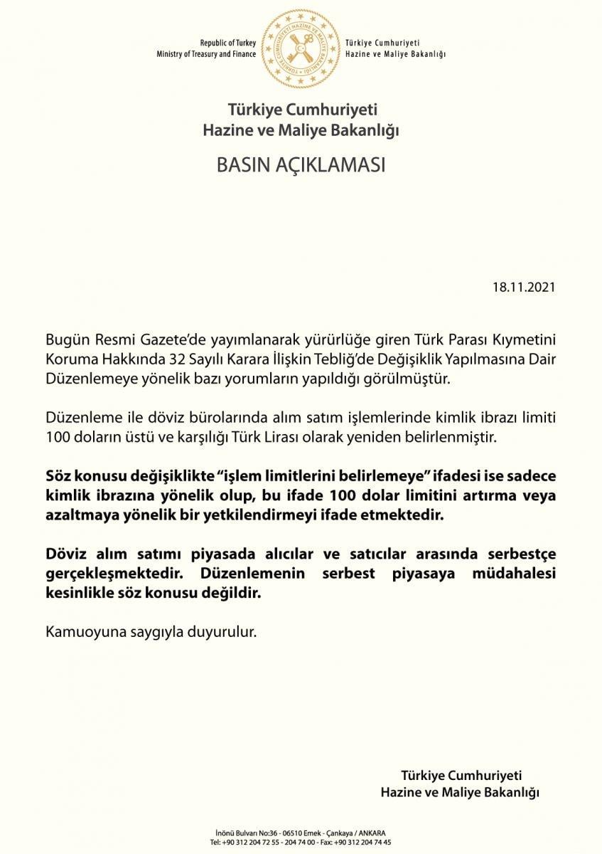 Döviz bürolarında kimlik beyanı 100 dolar ve üstü için zorunlu olacak