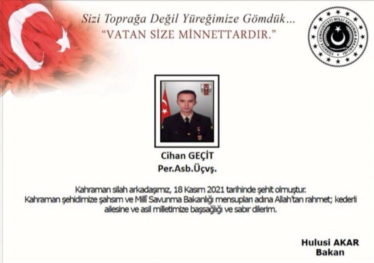 Şırnak'ta askeri araç kaza yaptı: 1 şehit