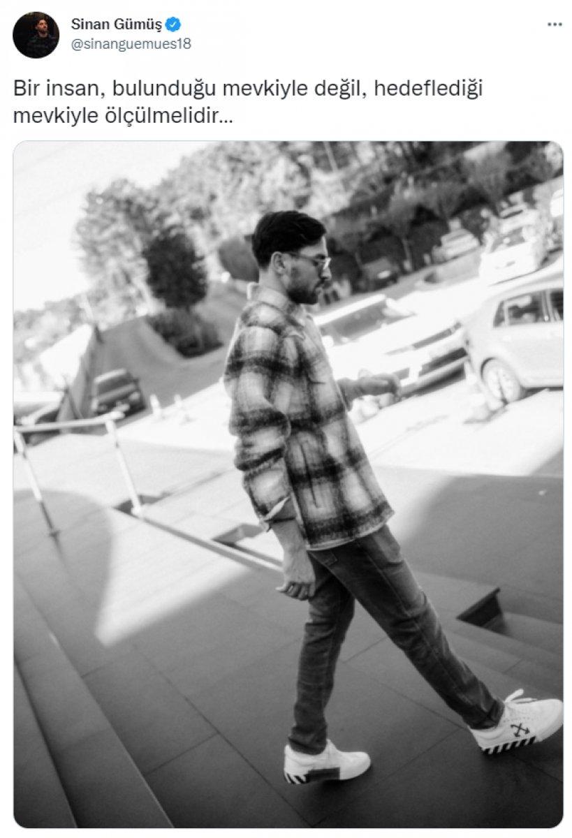Sinan Gümüş'ten imalı paylaşım: Bir insan hedeflediği mevkisiyle ölçülmelidir