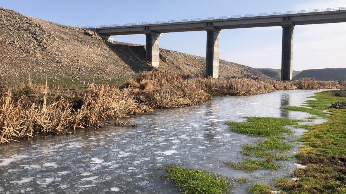 Kars eksi 12 dereceyi gördü: Dereler buz tuttu