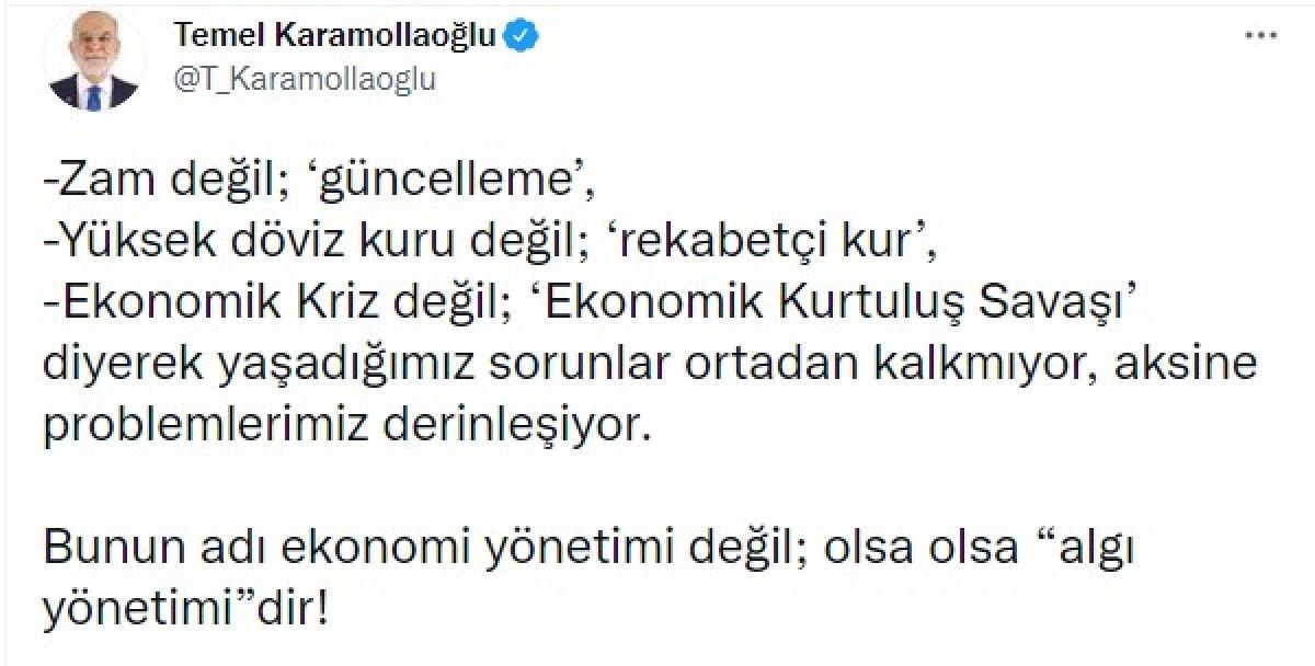 Temel Karamollaoğlu: Bunun adı ekonomi değil algı yönetimidir