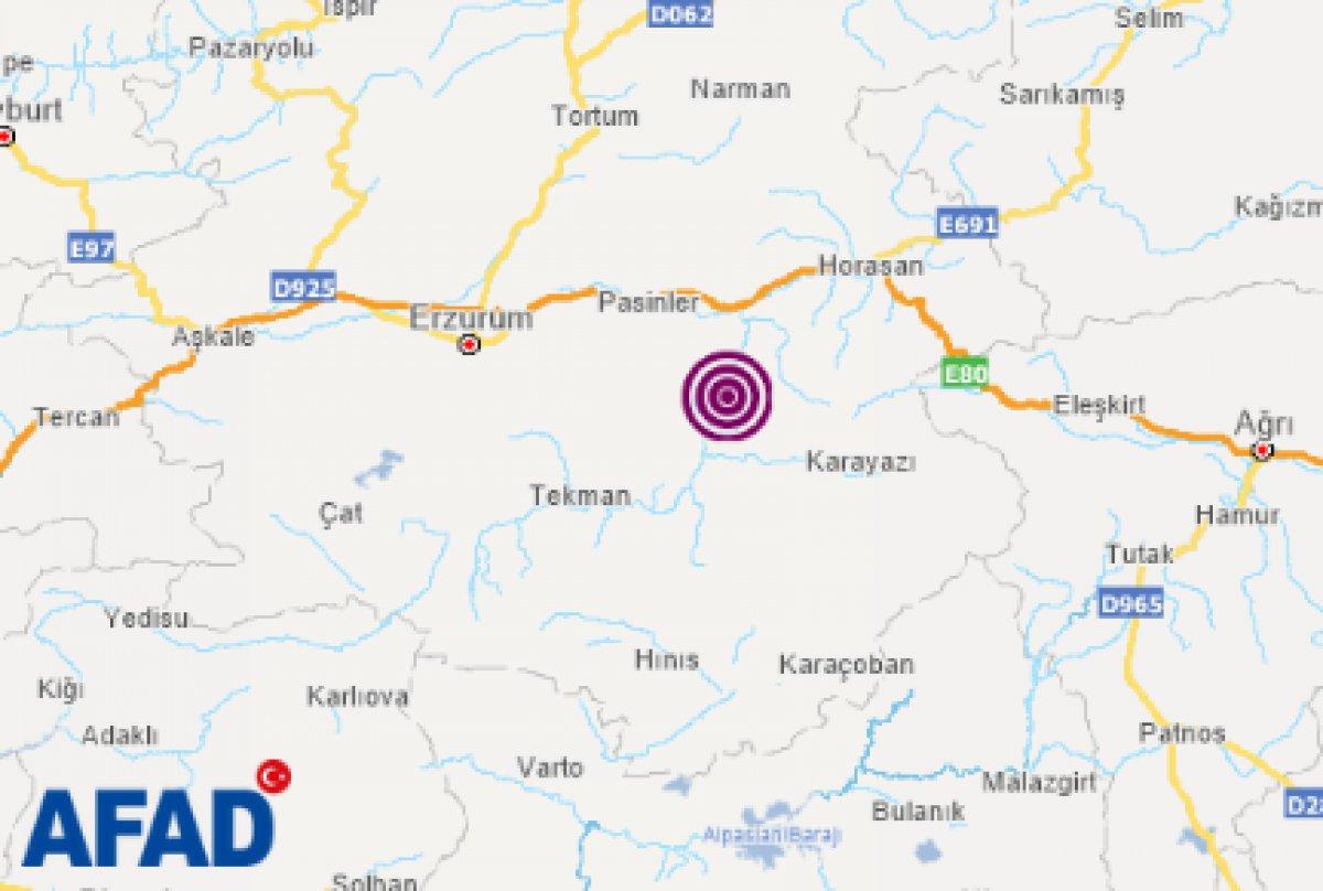 Erzurum'da 4.7 büyüklüğünde deprem