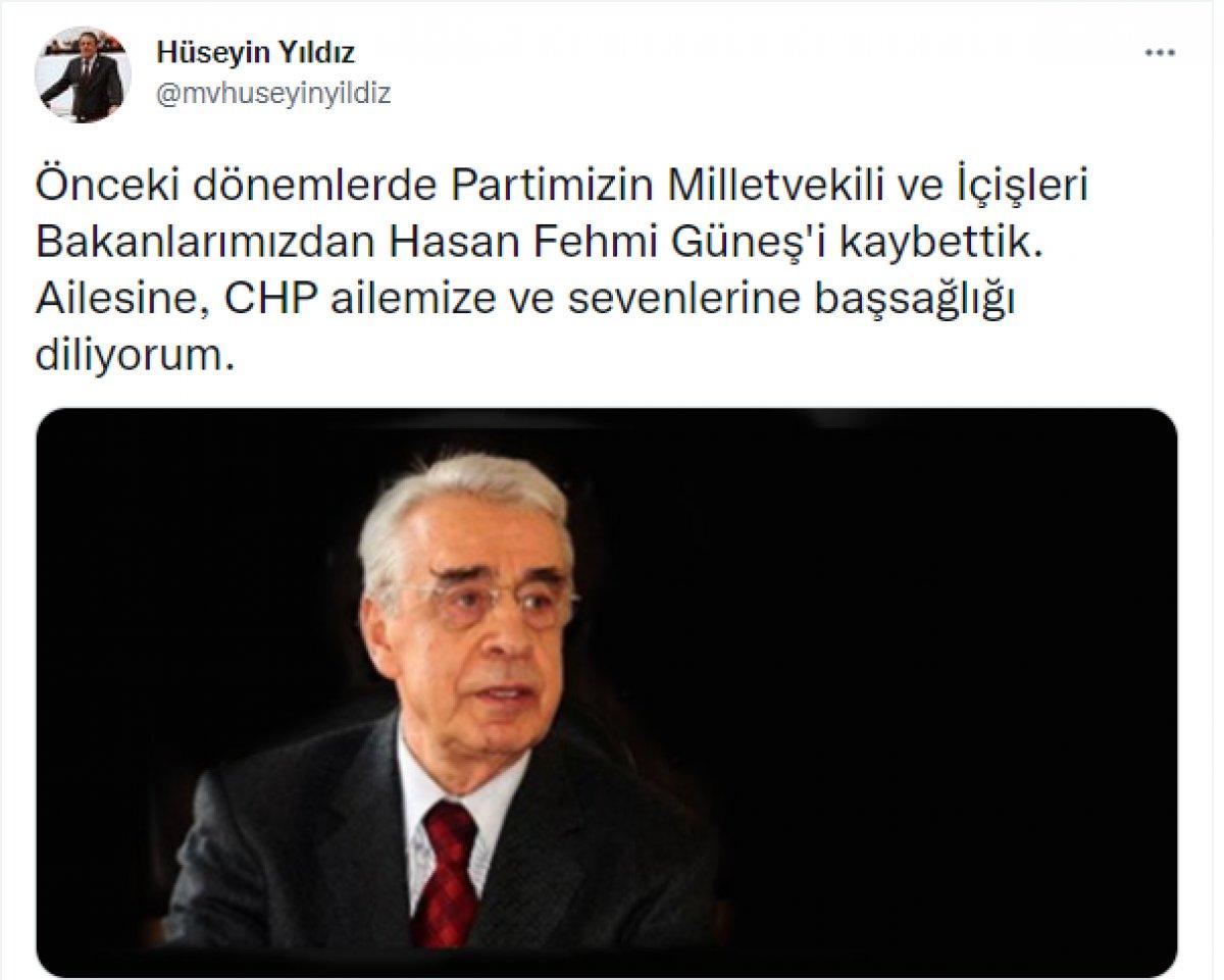 Eski İçişleri Bakanı Hasan Fehmi Güneş yaşamını yitirdi