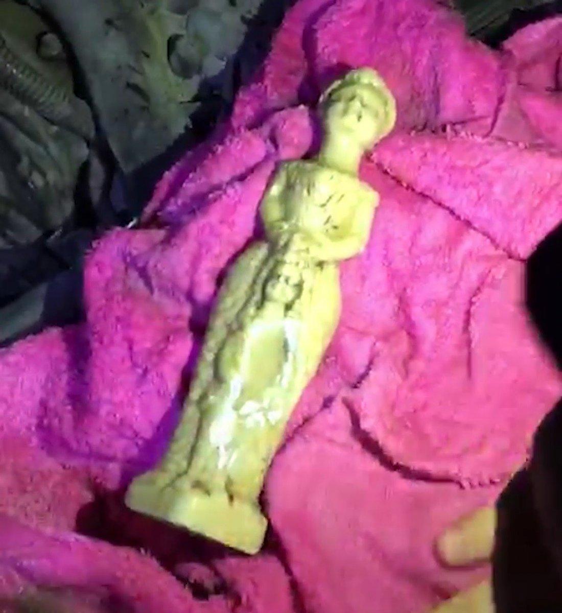 Kırıkkale’de, araç motoruna gizlenmiş tarihi eser niteliğinde heykel çıktı